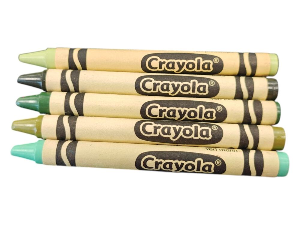 Crayola Retired Crayon Lot of 5 Spring Forest Olive Sea Green Asparagus